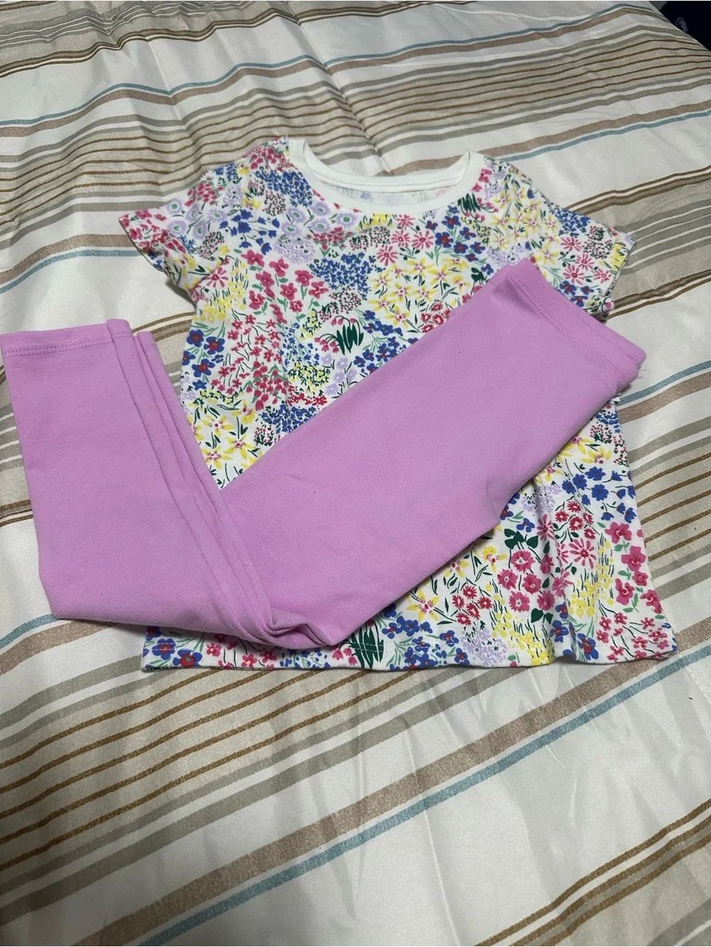 Self-Brand Floral Tee & Lilac Leggings Kids Matching Set